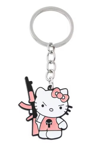 Brelok emaliowany Hello Kitty Buntowniczka z karabinem AKM