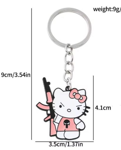 Brelok emaliowany Hello Kitty Buntowniczka z karabinem AKM