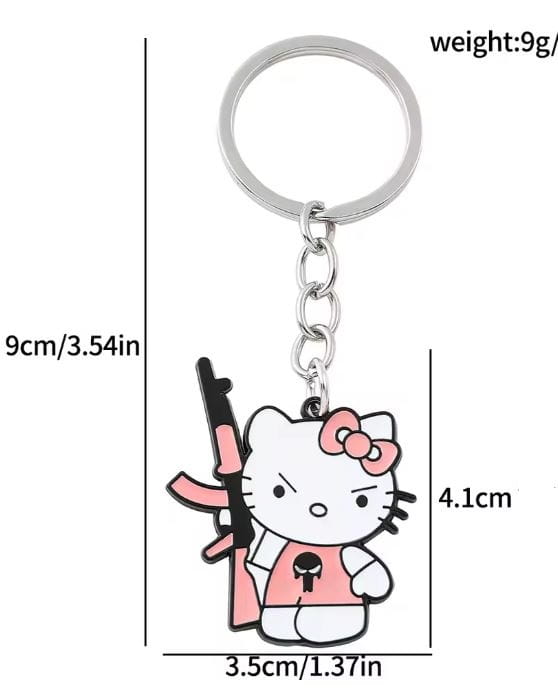 Brelok emaliowany Hello Kitty Buntowniczka z karabinem AKM