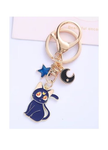 Breloczek emaliowany Luna Sailor Moon czarny kot Anime