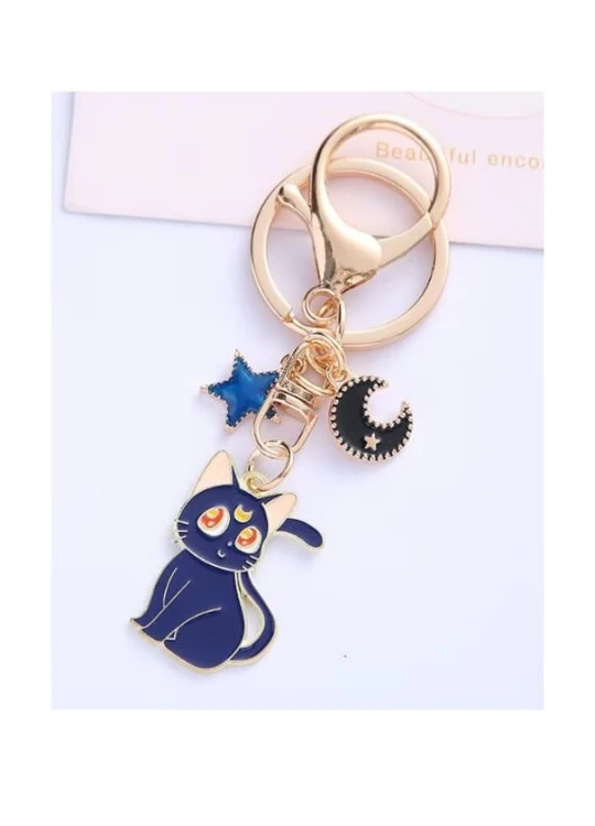 Breloczek emaliowany Luna Sailor Moon czarny kot Anime