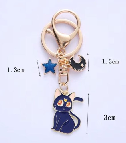 Breloczek emaliowany Luna Sailor Moon czarny kot Anime