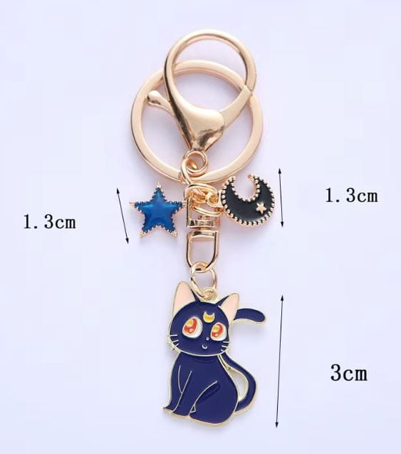 Breloczek emaliowany Luna Sailor Moon czarny kot Anime