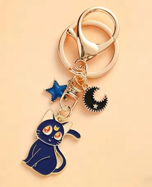 Breloczek emaliowany Luna Sailor Moon czarny kot Anime