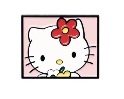 Przypinka emaliowana metalowa PIN Hello Kitty z kwiatkami