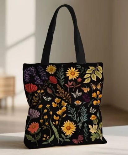 Torba materiałowa na zakupy wiosenna kwiaty 40x40 cm