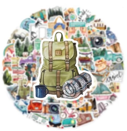 Naklejki winylowe Wlepy Wakacyjne Podróże Wakacje 50 sztuk STICKERBOMB