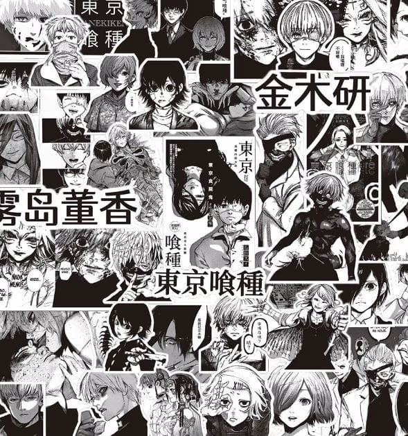 Naklejki winylowe Wlepy Tokyo Ghul Anime Manga 70 sztuk