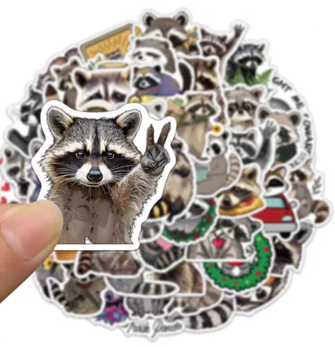 Naklejki winylowe Wlepy Zabawne Szopy Trash Panda 50 sztuk