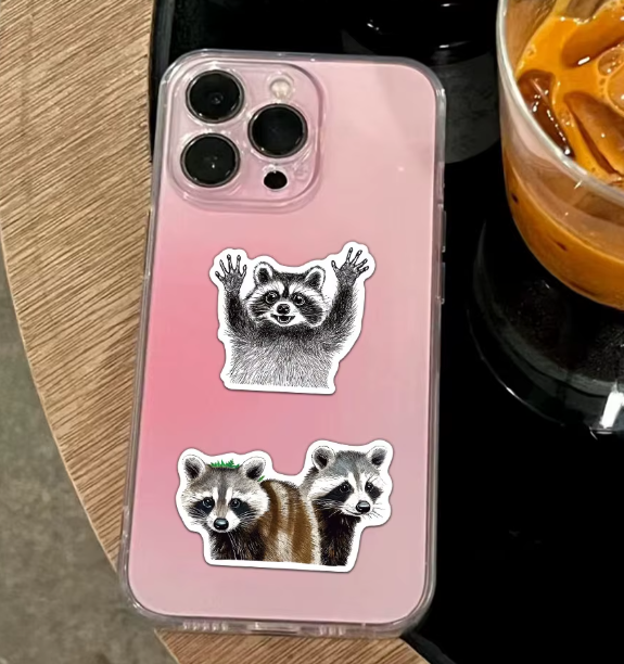 Naklejki winylowe Wlepy Zabawne Szopy Trash Panda 50 sztuk