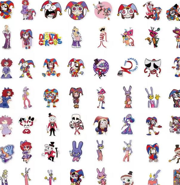 Naklejki winylowe Wlepy Cyfrowy Cyrk Digital Circus 50 sztuk