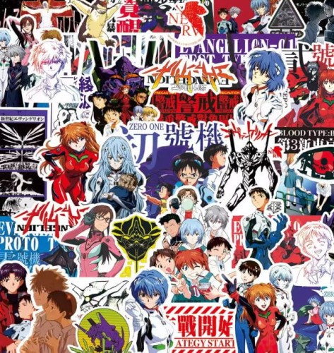 Naklejki winylowe Wlepy Neon Genesis Evangelion NGE Anime Manga 75 sztuk