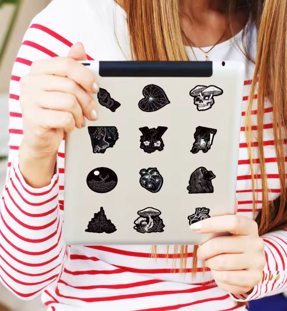 Naklejki winylowe Wlepy Gotyckie Mroczne Bullet Journal 50 sztuk