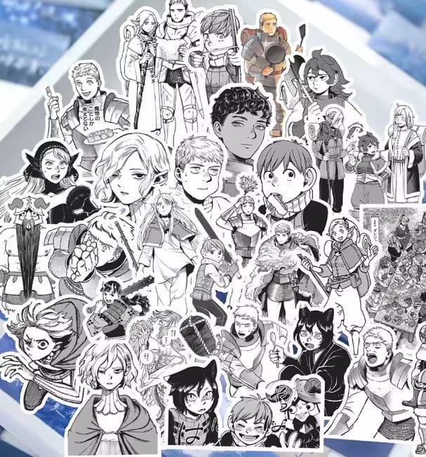 Naklejki winylowe Wlepy Delicious in Dungeon Meshi 70 sztuk