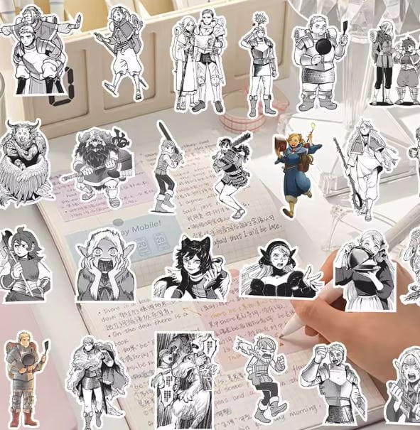 Naklejki winylowe Wlepy Delicious in Dungeon Meshi 70 sztuk