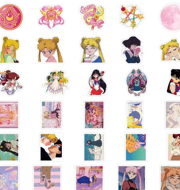 Naklejki winylowe Wlepy Sailor Moon Czarodziejka z Księżyca 60 sztuk