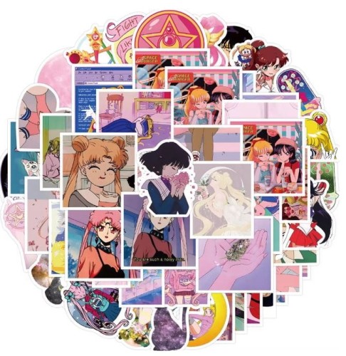 Naklejki winylowe Wlepy Sailor Moon Czarodziejka z Księżyca 60 sztuk
