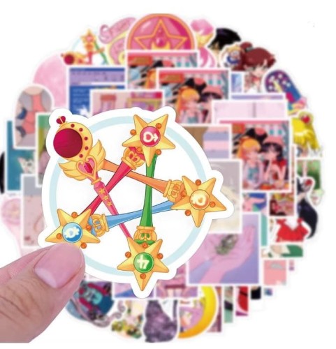 Naklejki winylowe Wlepy Sailor Moon Czarodziejka z Księżyca 60 sztuk