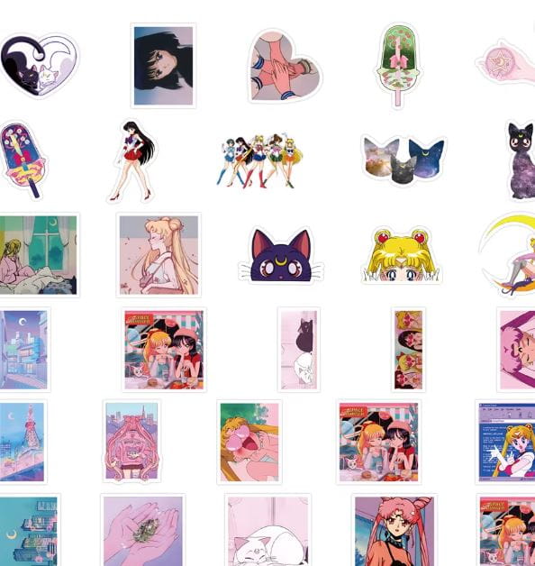 Naklejki winylowe Wlepy Sailor Moon Czarodziejka z Księżyca 60 sztuk