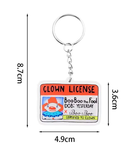 Brelok akrylowy Licencja Klauna Clown License Żart 8,5cm