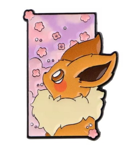 Przypinka emaliowana metalowa PIN Eevee kwiaty wiśni Pokemon