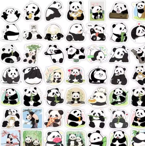 Naklejki winylowe Wlepy Kreskówkowa Panda 100 sztuk Stickerbomb