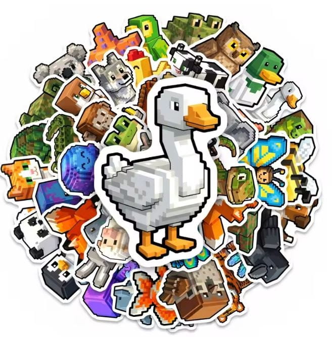 Naklejki winylowe Wlepy Pikselowe Zwierzęta 50 sztuk Stickerbomb