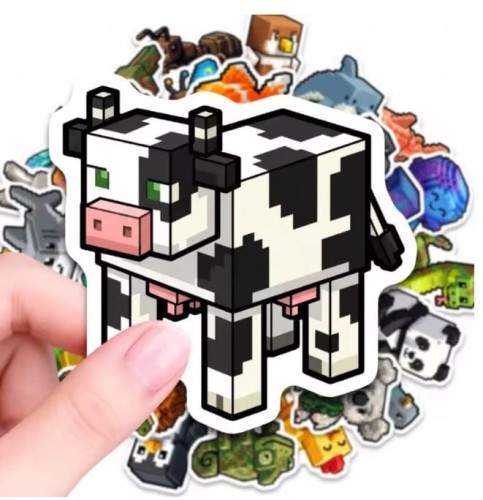 Naklejki winylowe Wlepy Pikselowe Zwierzęta 50 sztuk Stickerbomb