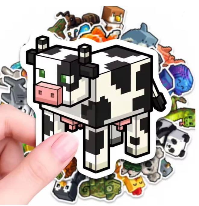 Naklejki winylowe Wlepy Pikselowe Zwierzęta 50 sztuk Stickerbomb