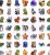 Naklejki winylowe Wlepy Pikselowe Zwierzęta 50 sztuk Stickerbomb