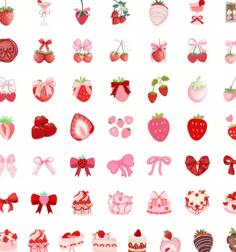 Naklejki winylowe Wlepy truskawki kawaii 50 sztuk STICKERBOMB