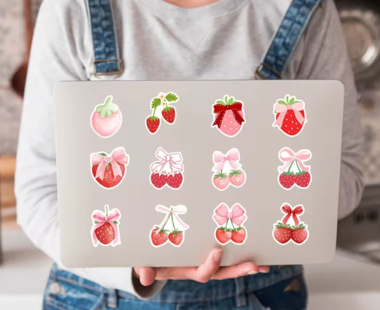 Naklejki winylowe Wlepy truskawki kawaii 50 sztuk STICKERBOMB