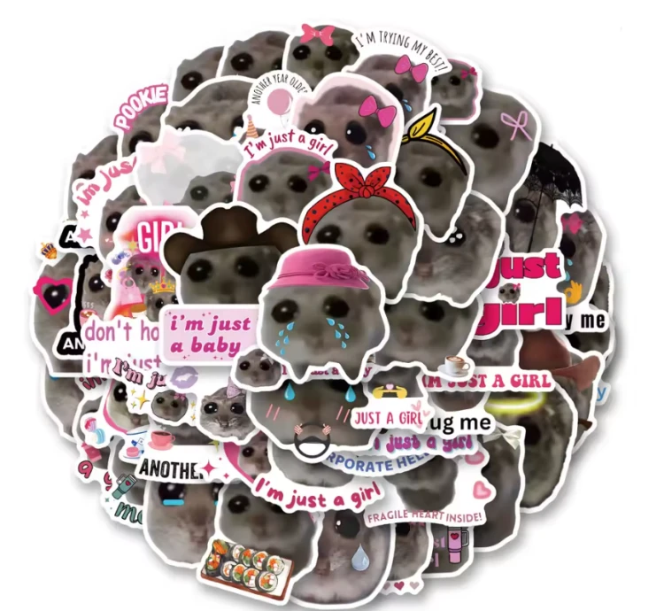 Naklejki winylowe Wlepy Chomiki I'm just girl Memy 50 szt STICKERBOMB