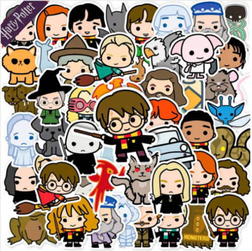 Naklejki winylowe Wlepy Harry Potter Hogwart Chibi 50 szt STICKERBOMB
