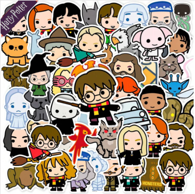 Naklejki winylowe Wlepy Harry Potter Hogwart Chibi 50 szt STICKERBOMB