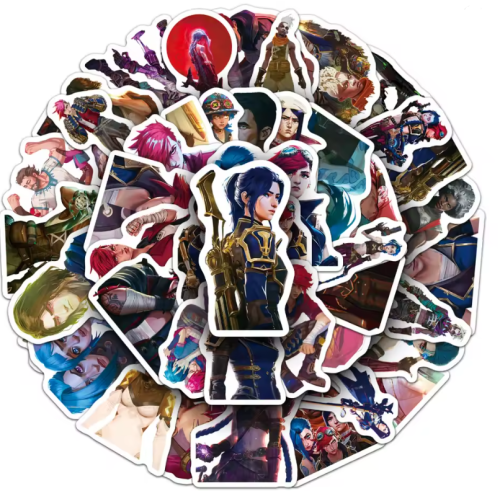 Naklejki Wlepy LOL Arcane Jinx Vi Caitlyn Jayce 50 szt STICKERBOMB