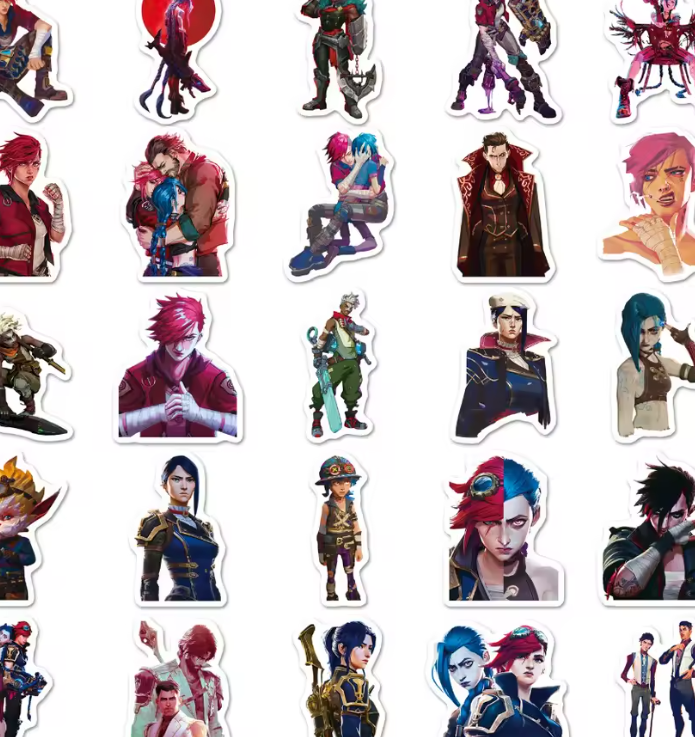 Naklejki Wlepy LOL Arcane Jinx Vi Caitlyn Jayce 50 szt STICKERBOMB