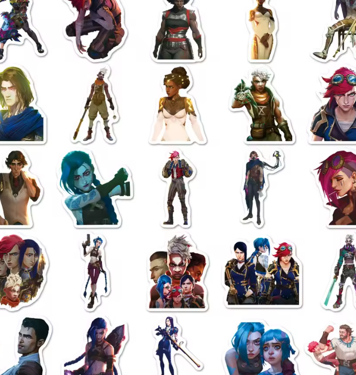 Naklejki Wlepy LOL Arcane Jinx Vi Caitlyn Jayce 50 szt STICKERBOMB