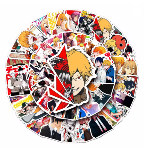 Naklejki Winyl Wlepy Chainsaw Man Denji Makima Reze 50szt STICKERBOMB