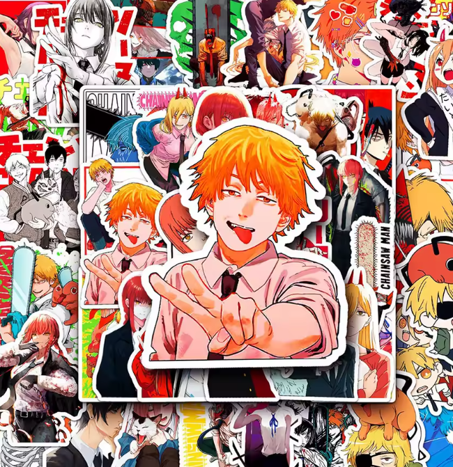 Naklejki Winyl Wlepy Chainsaw Man Denji Makima Reze 50szt STICKERBOMB