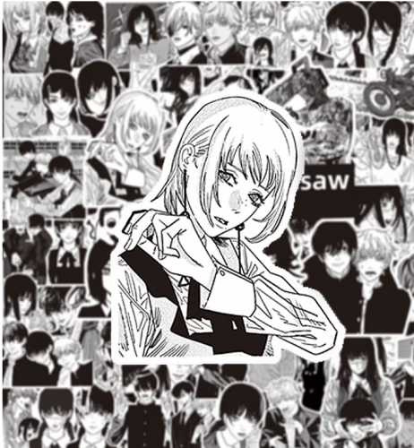 Naklejki Wlepy Chainsaw Man czarno-białe MIX 75 sztuk STICKERBOMB
