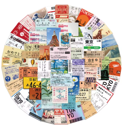 Naklejki Wlepy Bilety Tokio Japonia 60 szt STICKERBOMB