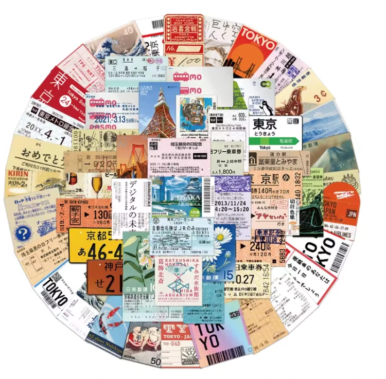 Naklejki Wlepy Bilety Tokio Japonia 60 szt STICKERBOMB