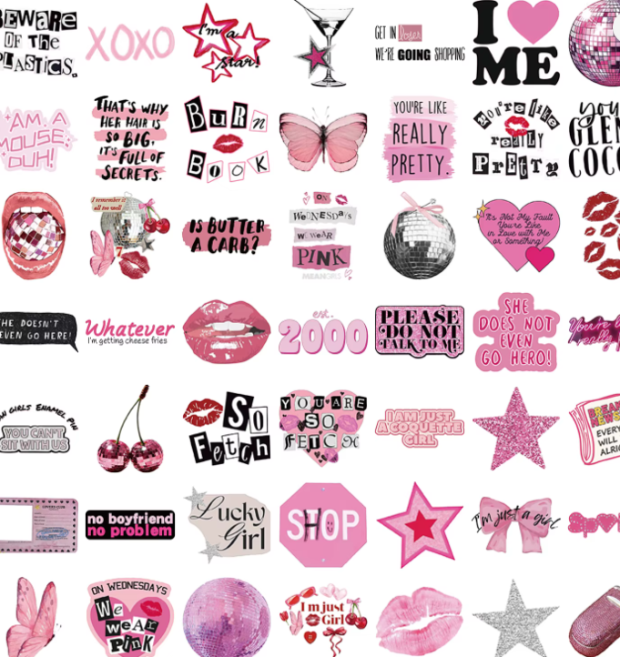 Naklejki winylowe Wlepy Różowe Lata 2000 50 szt STICKERBOMB