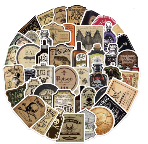 Naklejki winylowe Wlepy Posion Trucizny Leki 50 szt STICKERBOMB