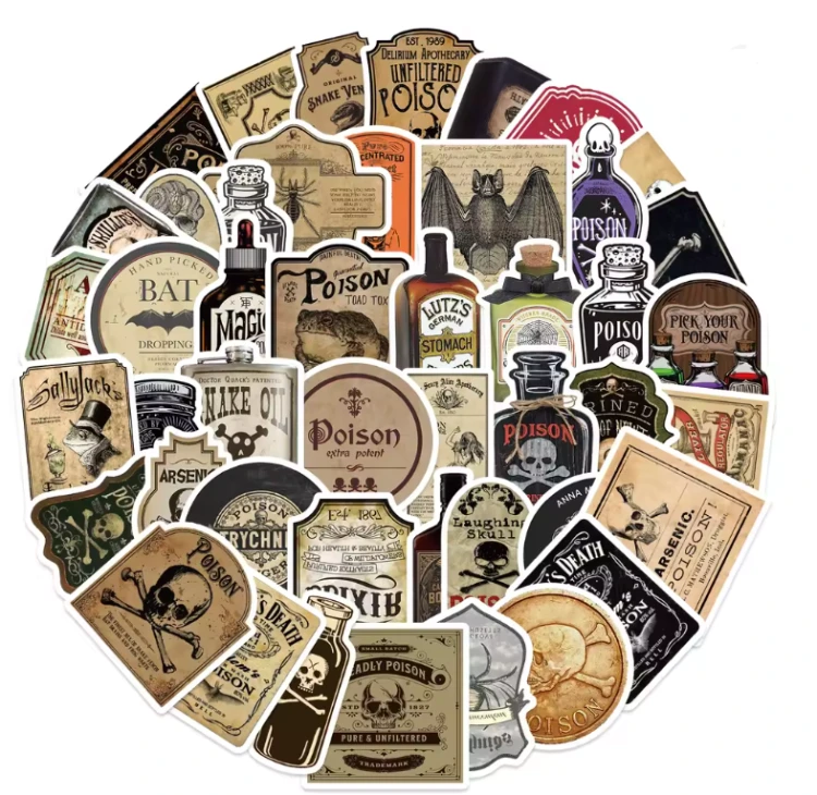 Naklejki winylowe Wlepy Posion Trucizny Leki 50 szt STICKERBOMB