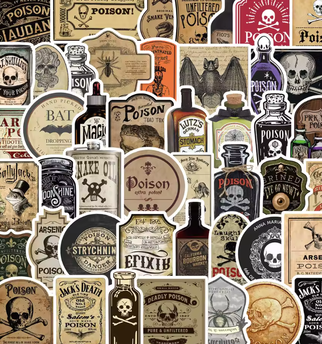 Naklejki winylowe Wlepy Posion Trucizny Leki 50 szt STICKERBOMB