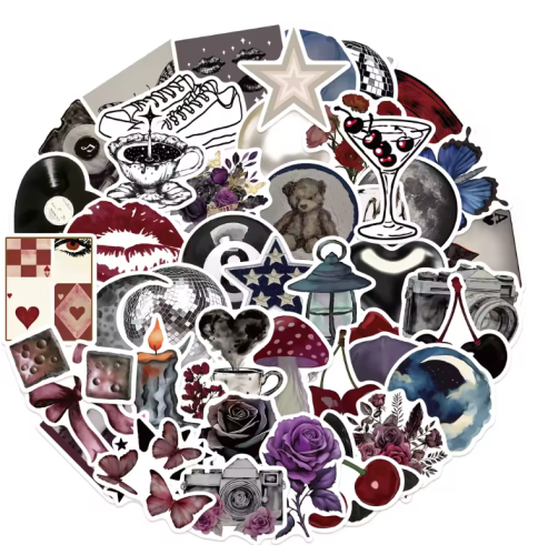 Naklejki winylowe Wlepy Ciemne Dark Aesthetic 50 szt STICKERBOMB