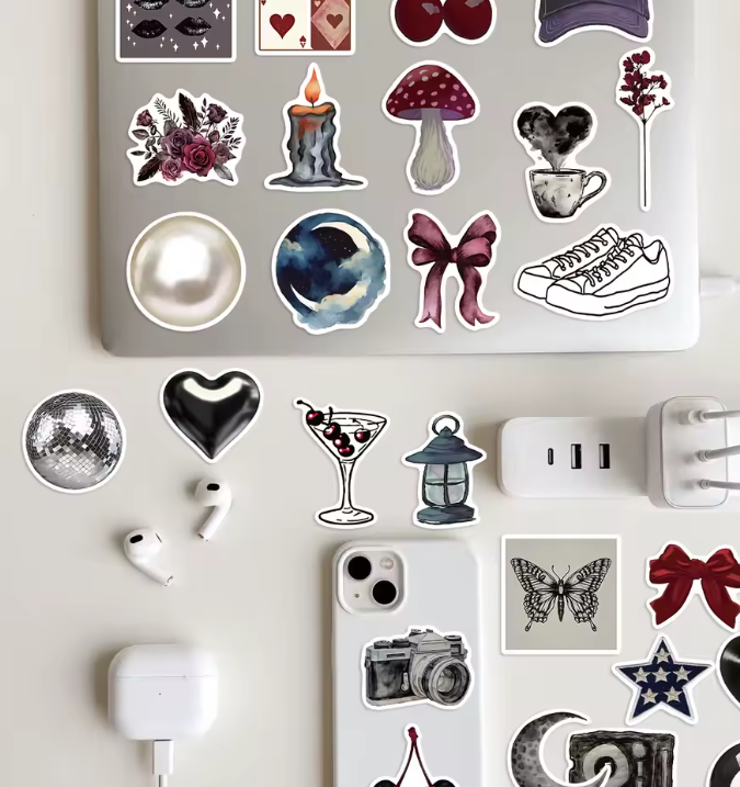 Naklejki winylowe Wlepy Ciemne Dark Aesthetic 50 szt STICKERBOMB