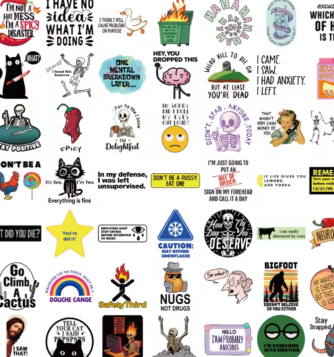 Naklejki winylowe Wlepy Memy Humorystyczne 50 szt STICKERBOMB